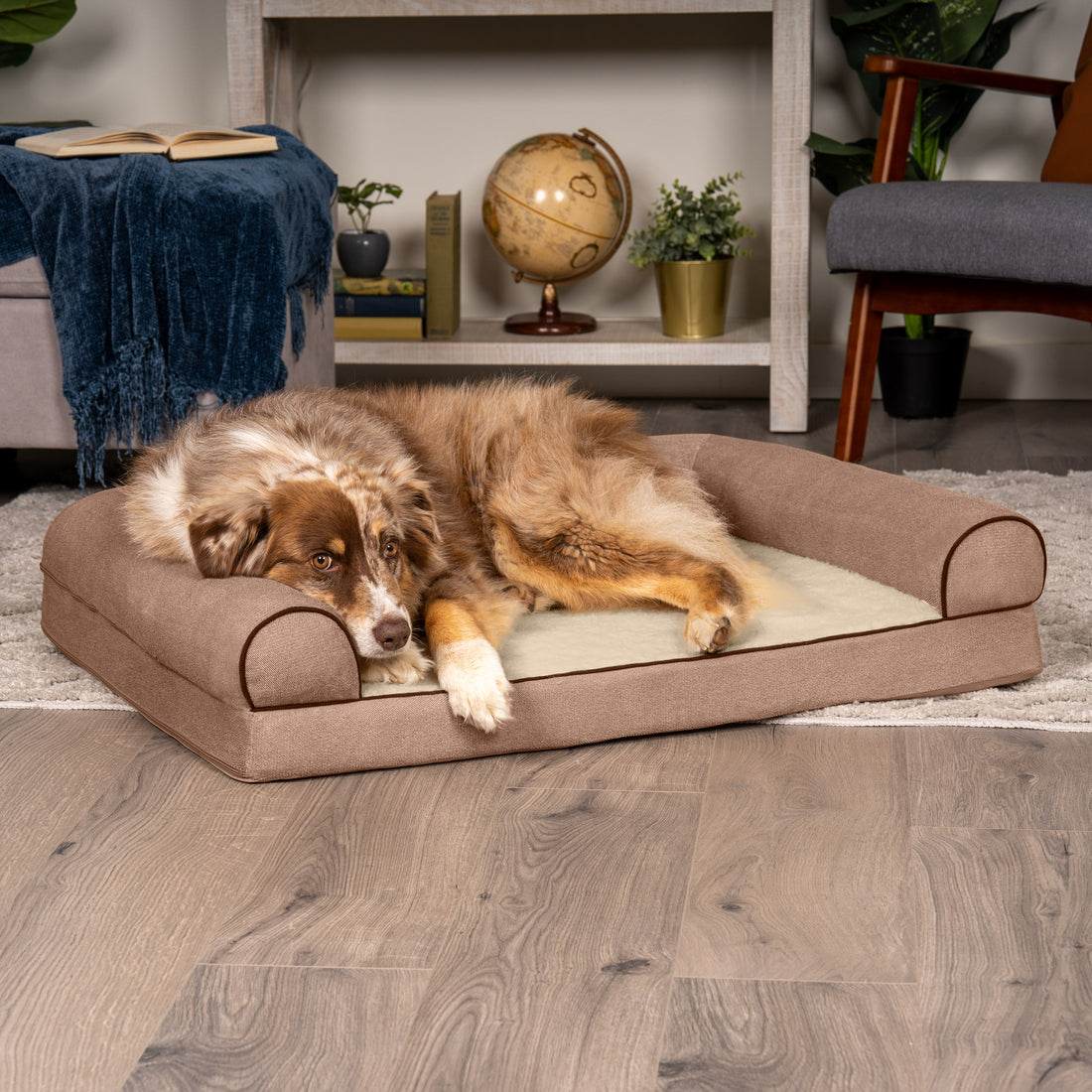 Sofa Dog Bed - Faux Fleece & Chenille