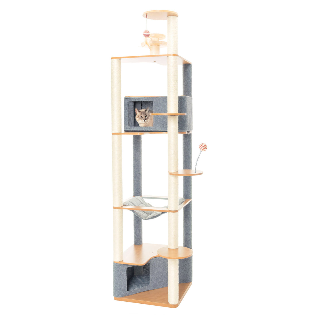 Ascentials by FurHaven Grand Suite Cat Tower (68”-78”), Customizable Multi-Level Indoor Cat Tree