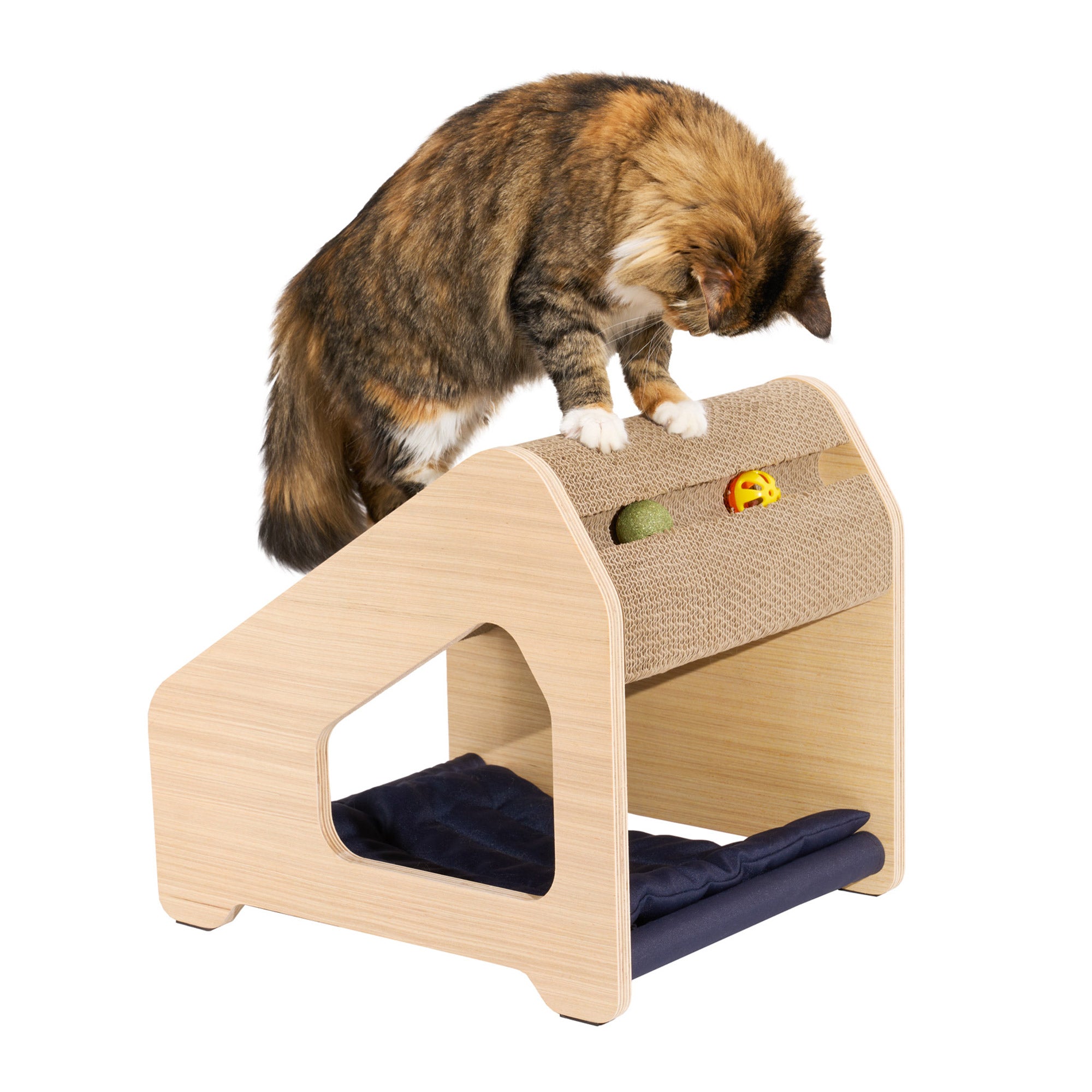 Ascentials by FurHaven Chalet Angled Scratching House (16”), Compact Cat Hideaway