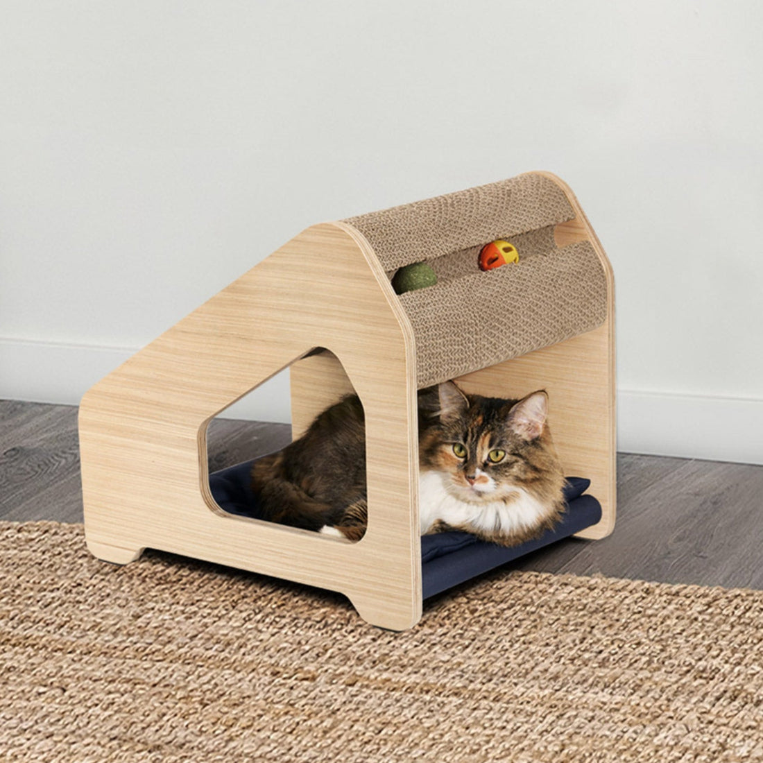 Ascentials by FurHaven Chalet Angled Scratching House (16”), Compact Cat Hideaway