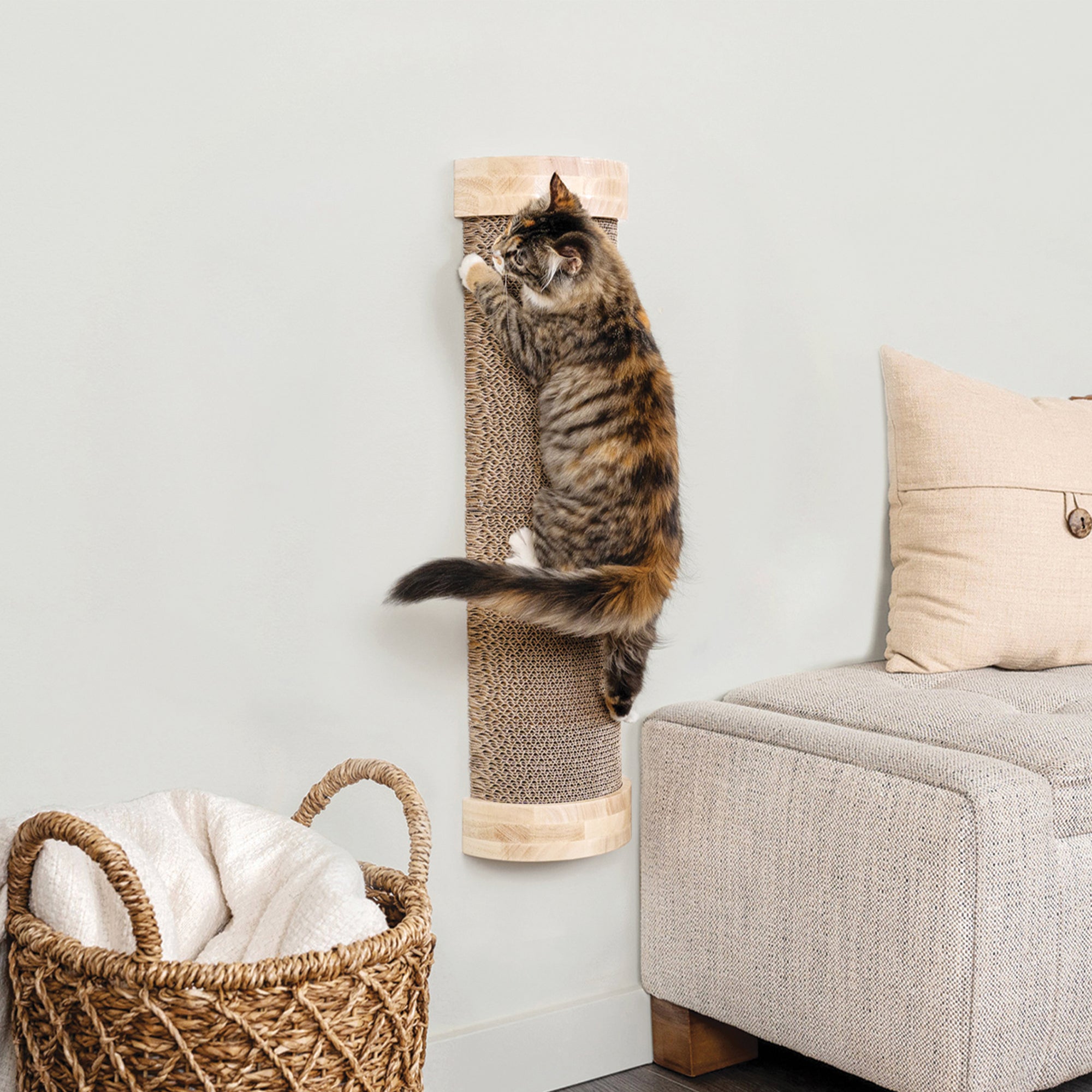 Ascentials by FurHaven Tree Hugger Wall-Mounted Corrugated Cat Post Vertical Scartcher (28”)