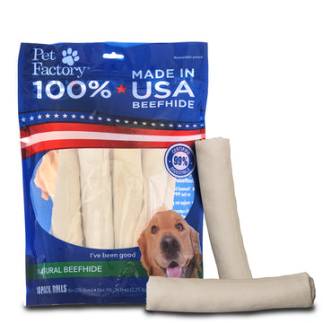 Pet Factory Made in USA Beefhide Rolls - 7-8", Flavored Dog Treat